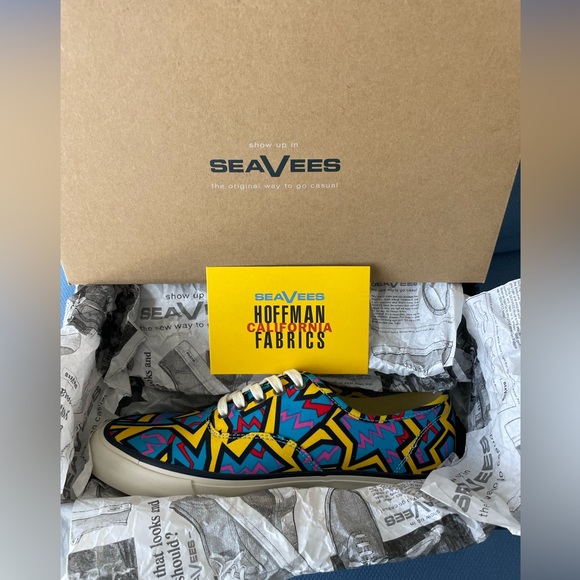 SEAVEES NIB Legend Hoffman Sneaker Size 10 Blue Neon Confetti Poplin Twill - Picture 6 of 8